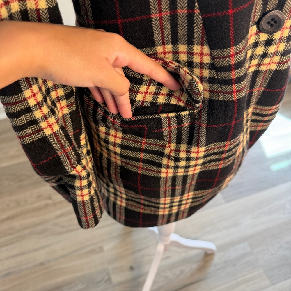 Jil Sander+ Plaid Wool Cashmere Blazer Women 38 IT Black Tan Red Italian Luxury - Picture 8 of 12